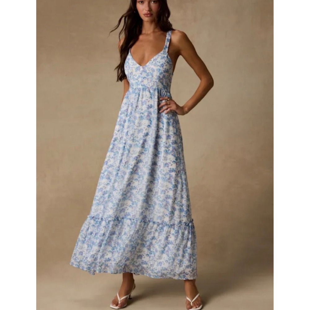 Lulu's My Love Story Blue Tank Maxi Dress L/XL